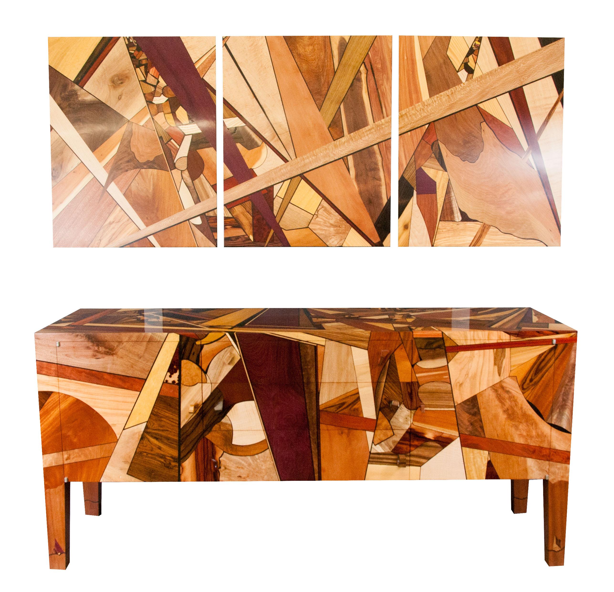 Hand-Crafted Colorful, Art Inspired,  Mosaic Decorated, Meticulously  Crafted, Credenza For Sale