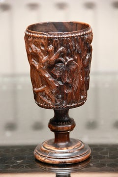 An Olive Wood 19th Century Carved Holy Land Cup