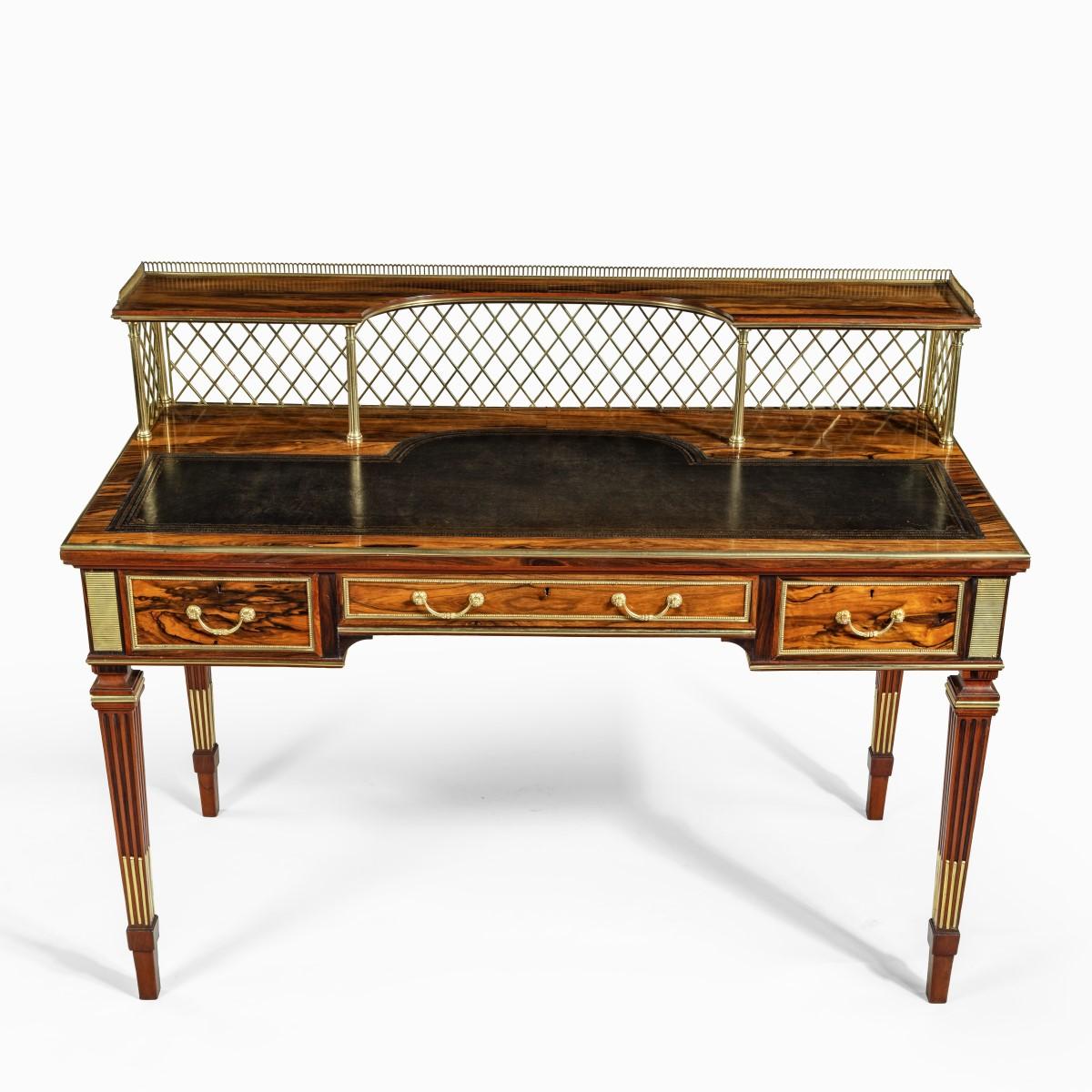 Olivewood Writing Table by Wright and Mansfield For Sale 5