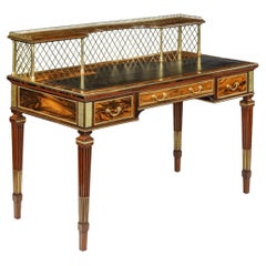 Antique Olivewood Writing Table by Wright and Mansfield