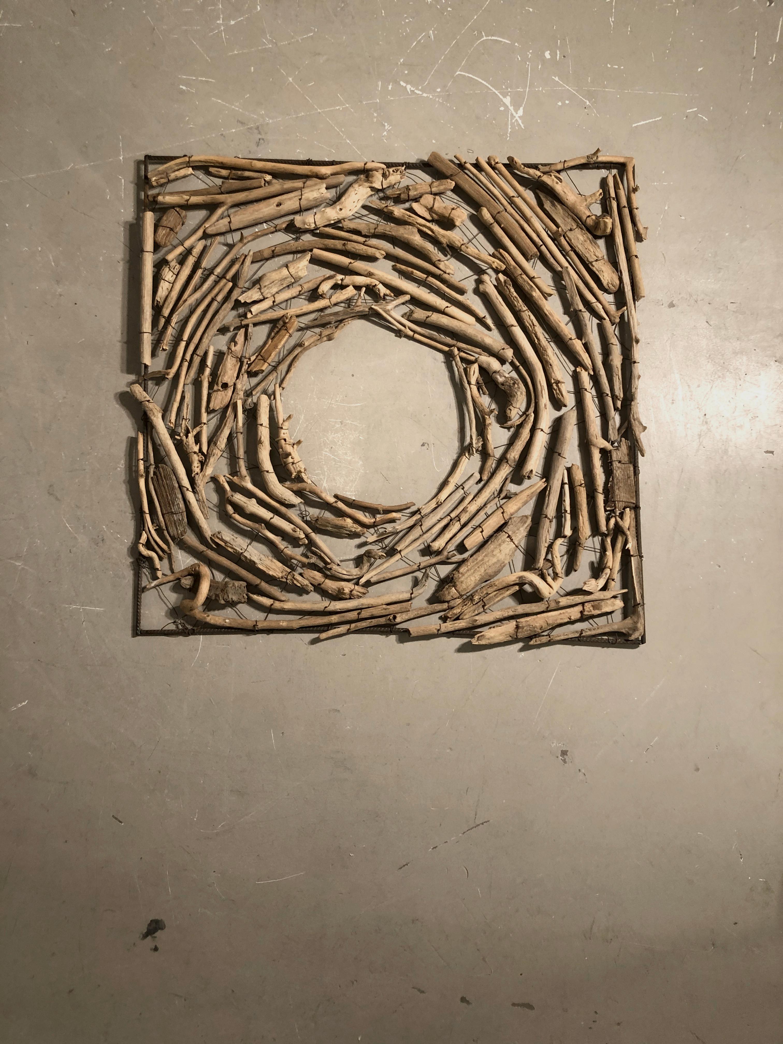 Un panel de madera PRIMITIVISTA BRUTALISTA OP-ART de BENOIT COURBOIN Francia 1990-2000 Brutalista en venta