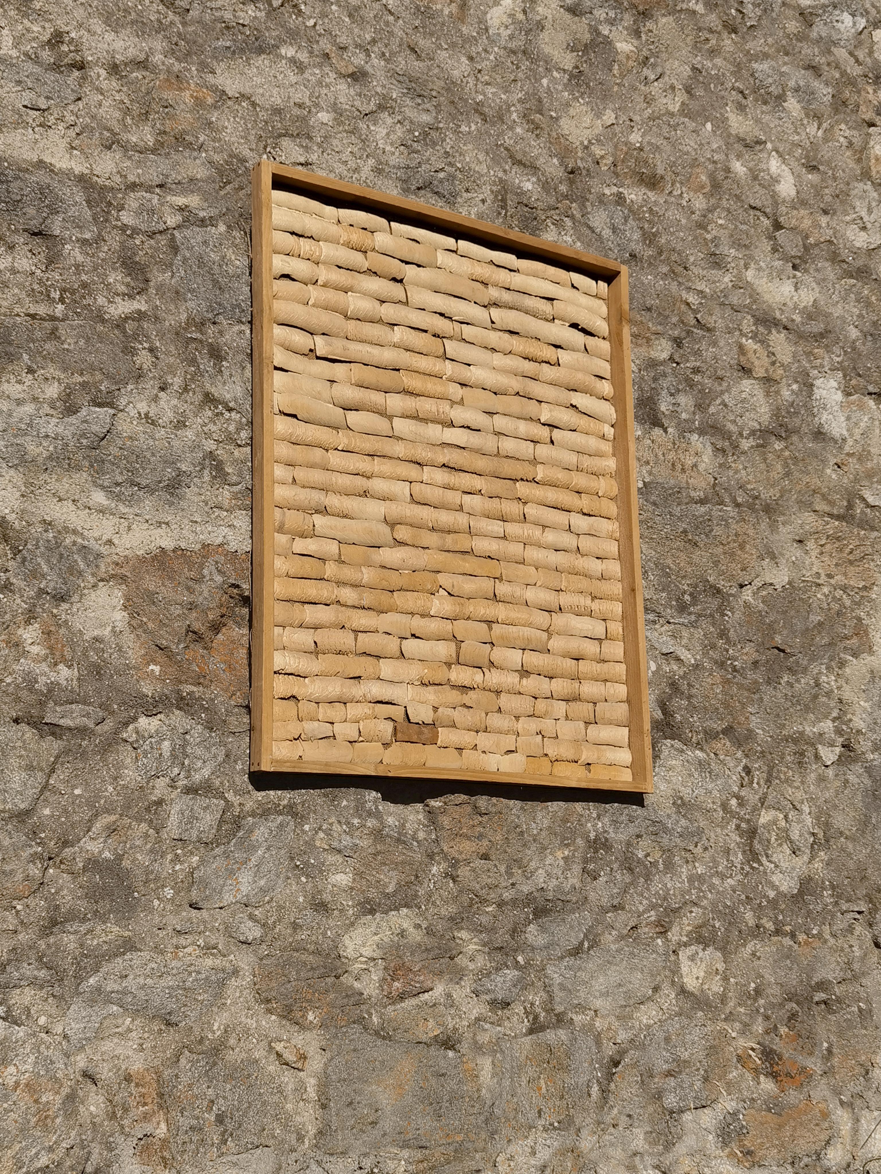 An OP-ART BRUTALIST PRIMITIVIST Wood Panel by BENOIT COURBOIN France 1990-2000 For Sale 1