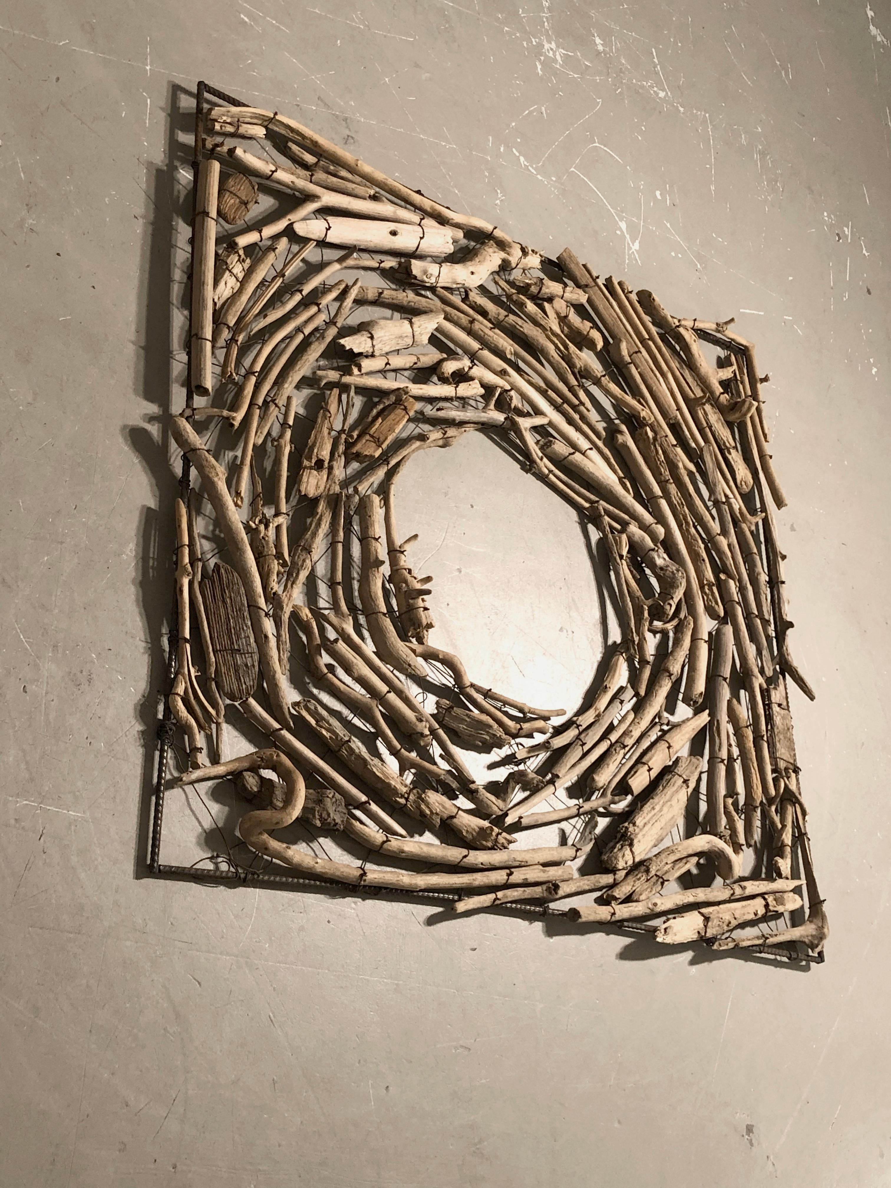 Un panel de madera PRIMITIVISTA BRUTALISTA OP-ART de BENOIT COURBOIN Francia 1990-2000 en venta 1
