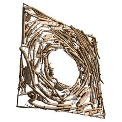 Un panel de madera PRIMITIVISTA BRUTALISTA OP-ART de BENOIT COURBOIN Francia 1990-2000
