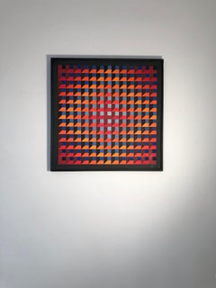 Peinture picturale d'OP-ART sur panneau de JEAN-PIERRE YVARAL VASARELY, France 1968