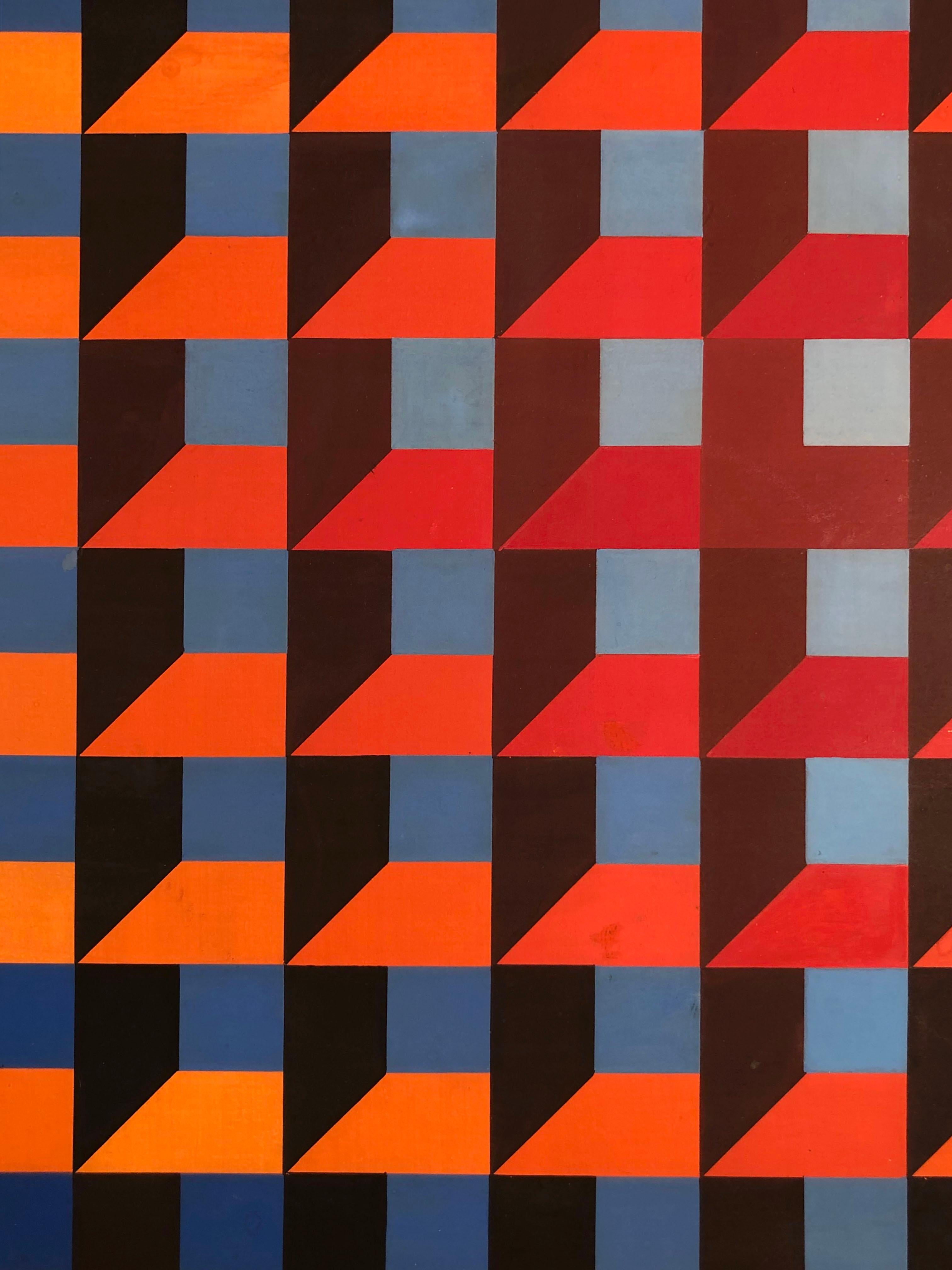 Kinetic An OP-ART KINETIC PAINTING on Panel by JEAN-PIERRE YVARAL VASARELY, France 1968 For Sale