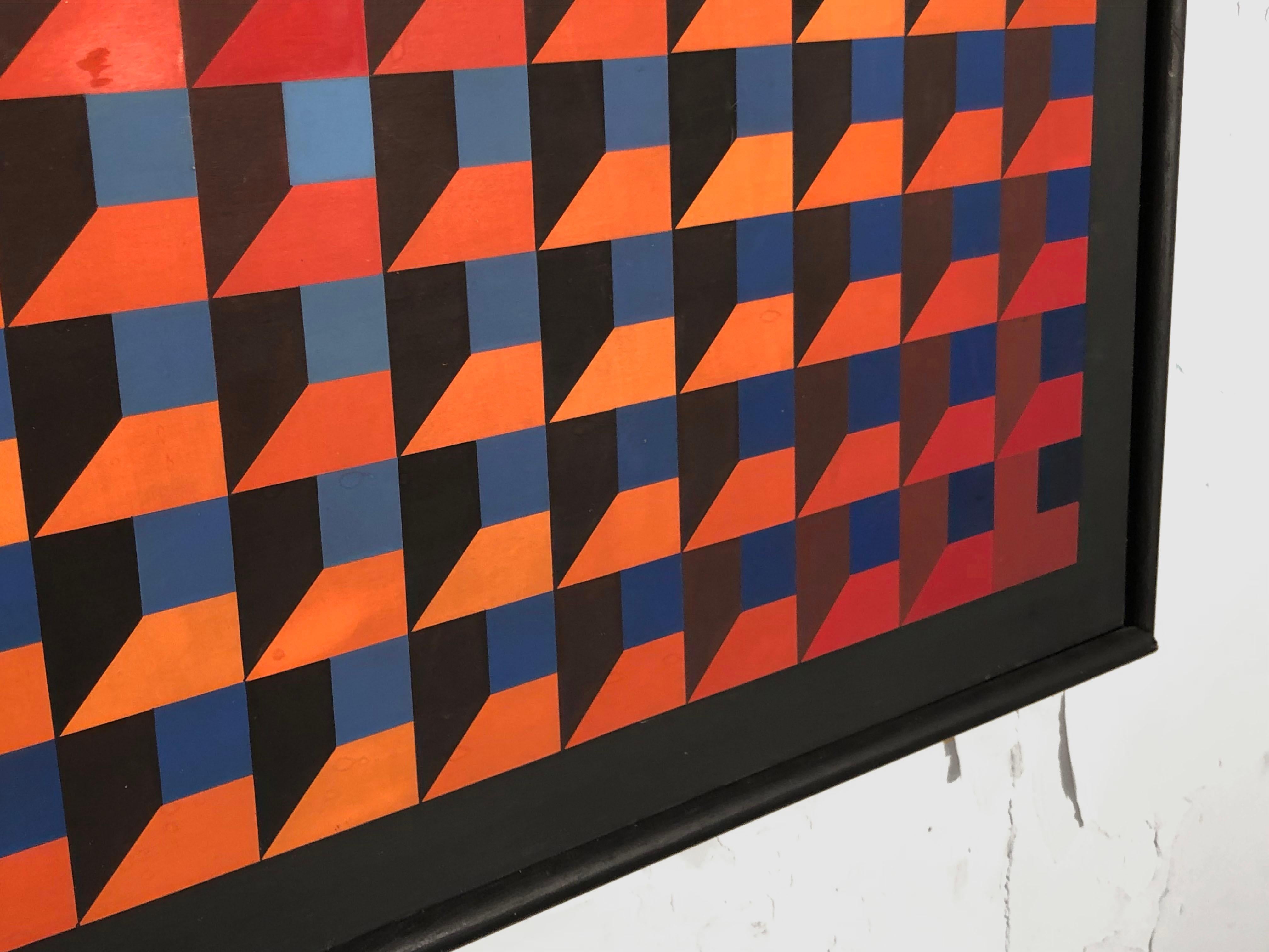 Wood An OP-ART KINETIC PAINTING on Panel by JEAN-PIERRE YVARAL VASARELY, France 1968 For Sale