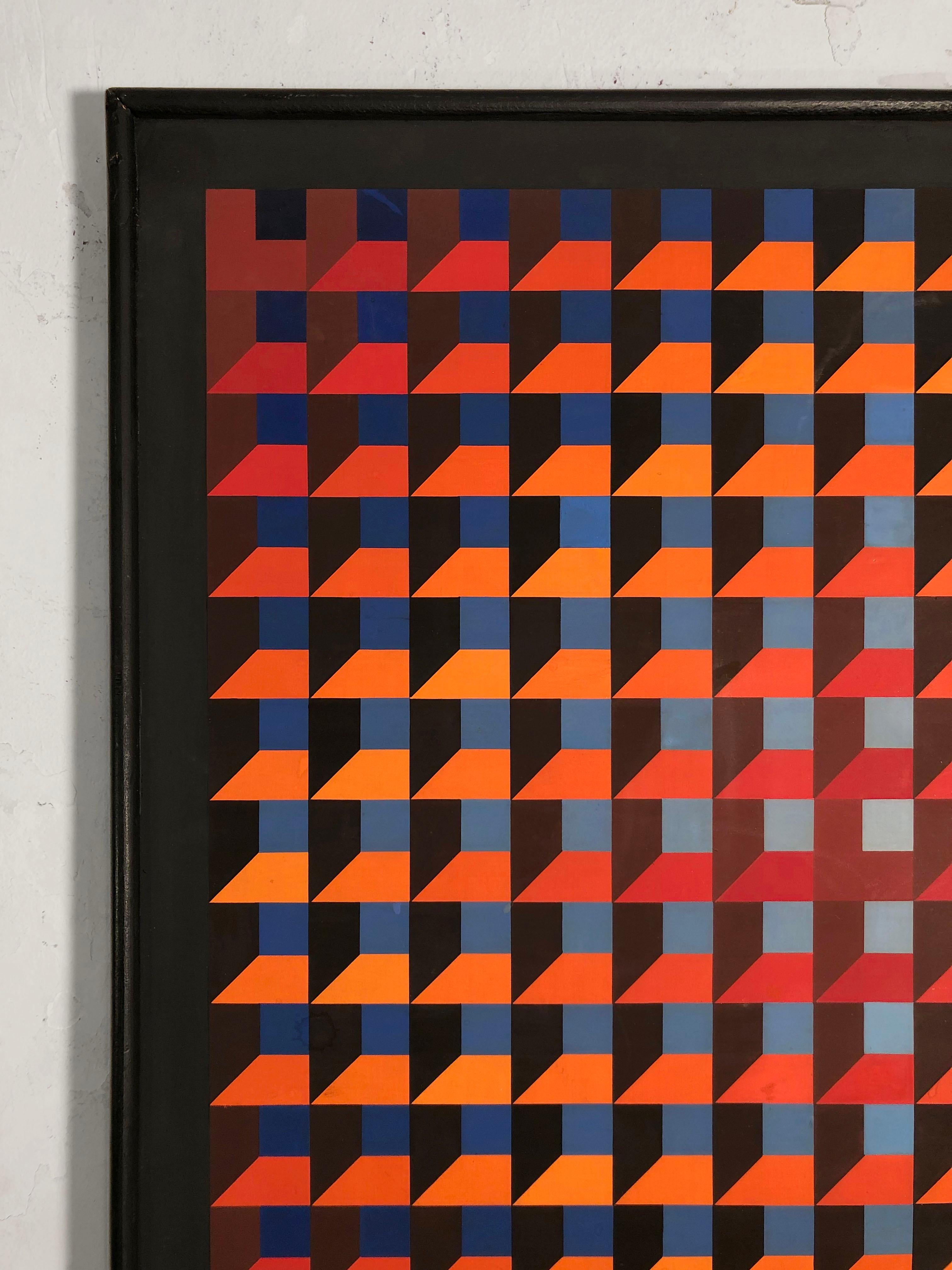 An OP-ART KINETIC PAINTING on Panel by JEAN-PIERRE YVARAL VASARELY, France 1968 For Sale 2