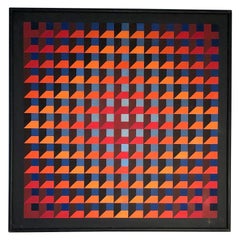 An OP-ART KINETIC PAINTING on Panel by JEAN-PIERRE YVARAL VASARELY, France 1968