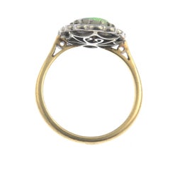 Black Opal and Diamond Cluster Ring