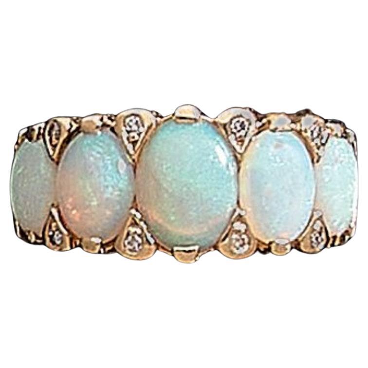 Opal Diamond and Yellow Gold Ring For Sale