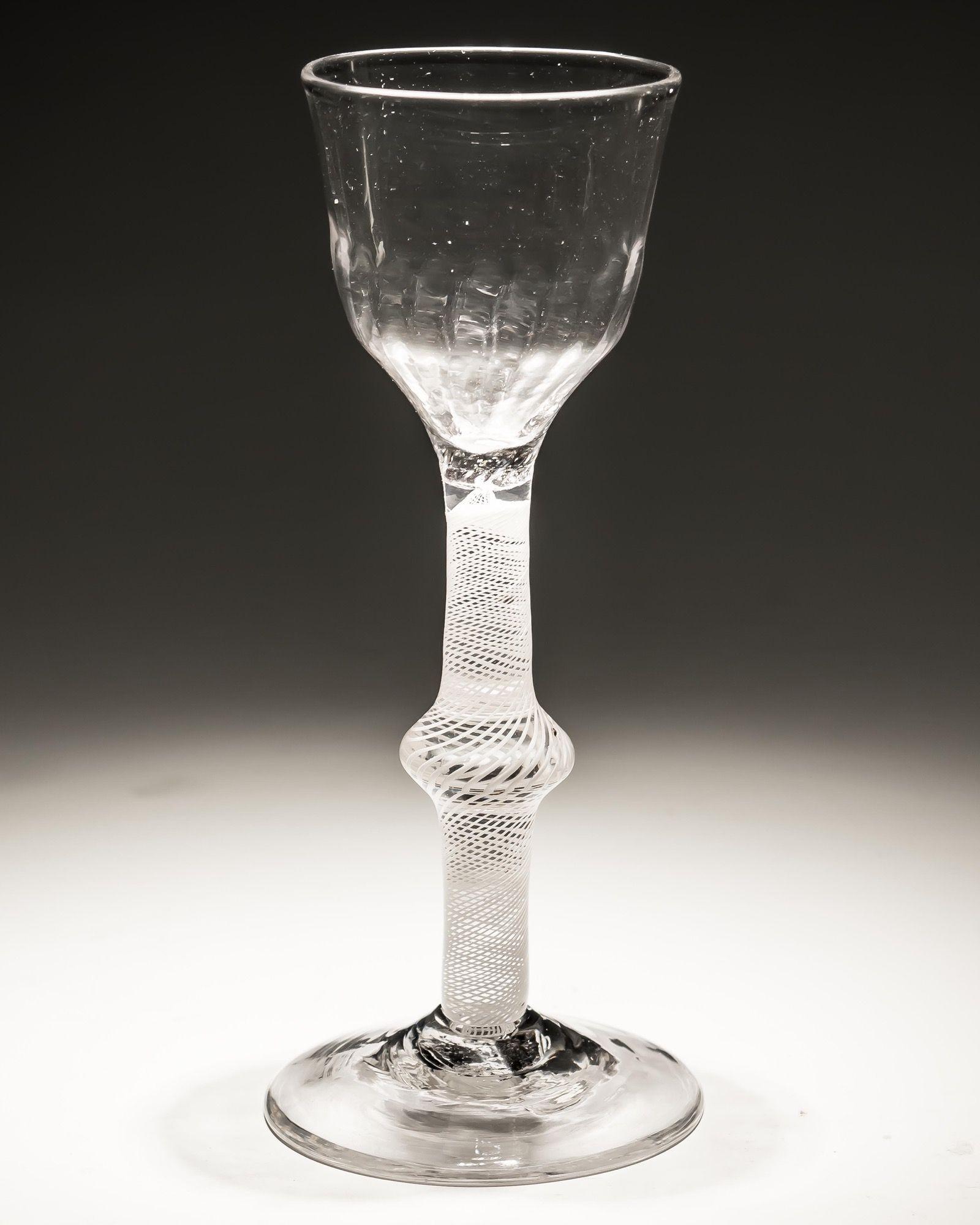 Mid-18th Century An Opaque Twist Glass with Ribbed Bowl For Sale