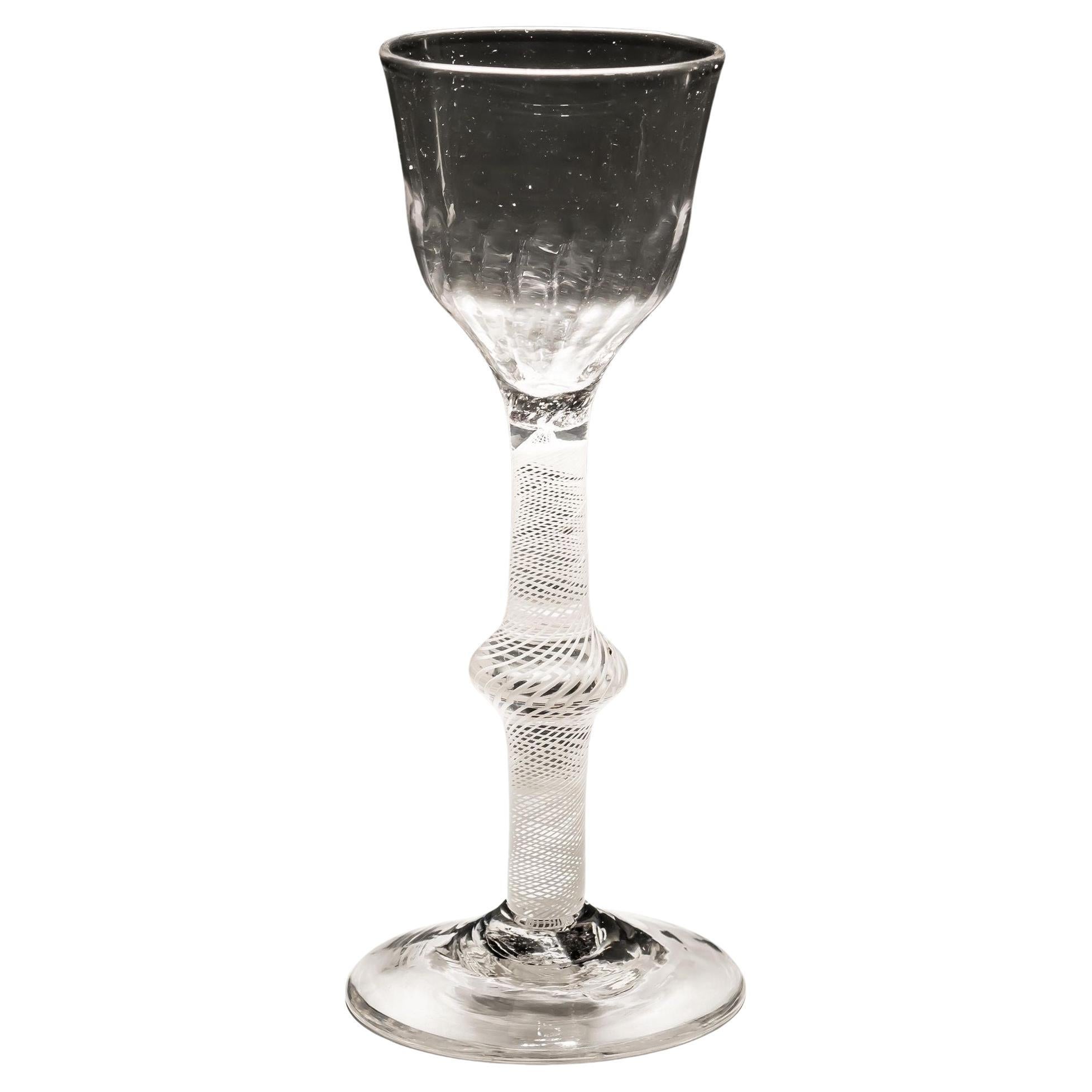 An Opaque Twist Glass with Ribbed Bowl For Sale