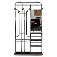 An open Wardrobe-Style Art Deco Hall Stand in Chromed Brass, France 1930s