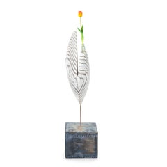 An openwork oval driftwood sculpture/flower holder by Martin Scorey