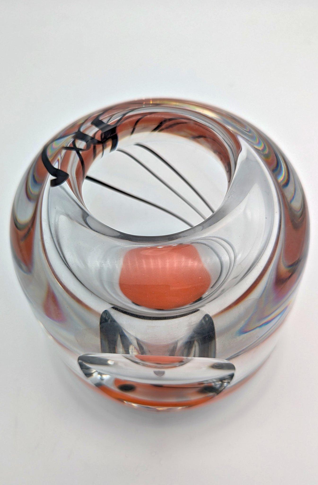 Mid-Century Modern Vase en verre d'art optique Expo, d'Olle Alberius pour Orrefors, Suède, 1973 en vente