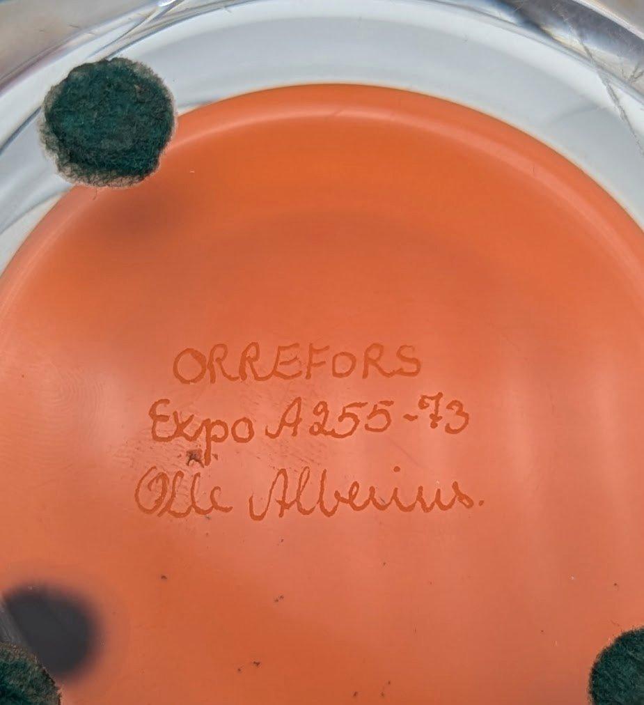 Suédois Vase en verre d'art optique Expo, d'Olle Alberius pour Orrefors, Suède, 1973 en vente