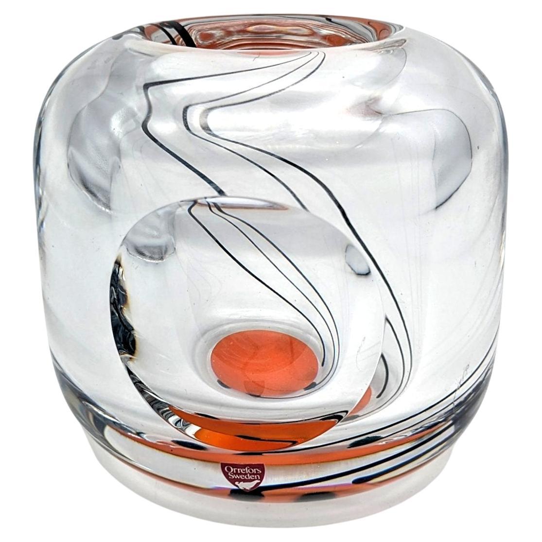 Eine optische Kunstvase „Expo“ aus Glas, von Olle Alberius für Orrefors, Schweden, 1973