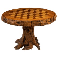 Vintage Optical Parquetry Naturalistic Occasional Table