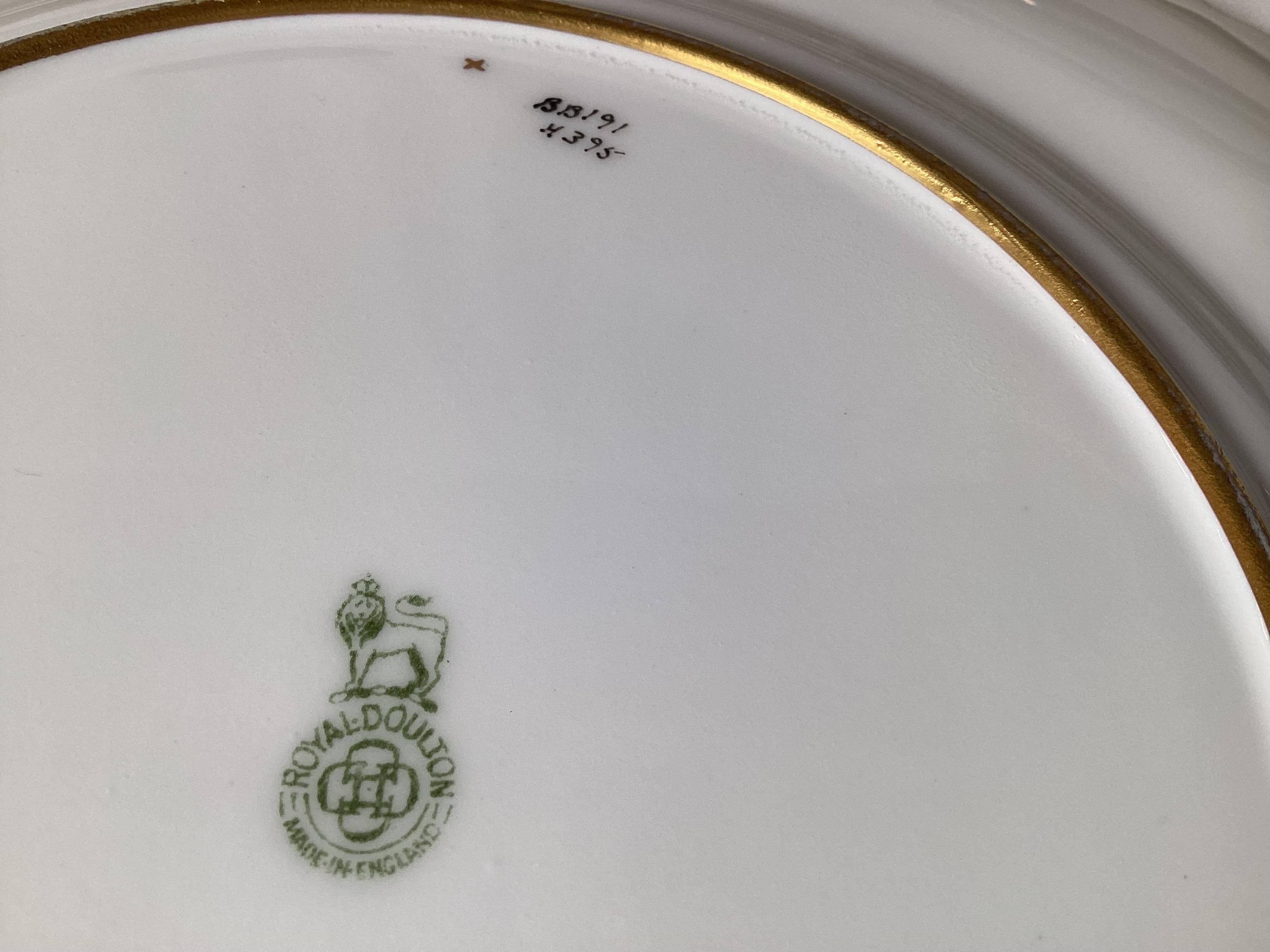 Opulent Set of 12 Ornate English Raised Gilded Cobalt Dinner Service Plates 2