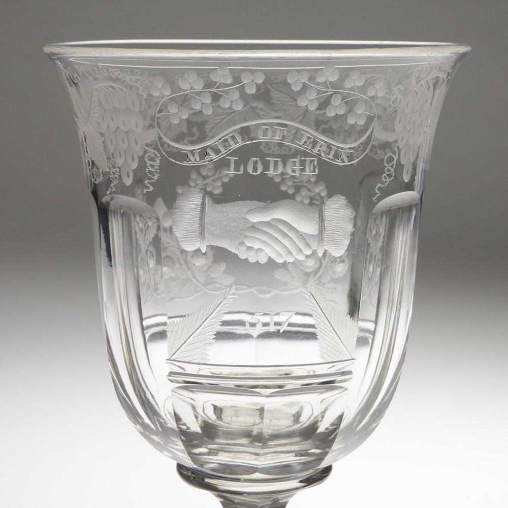 British An Orange Order Engraved Glass Goblet c1880 For Sale