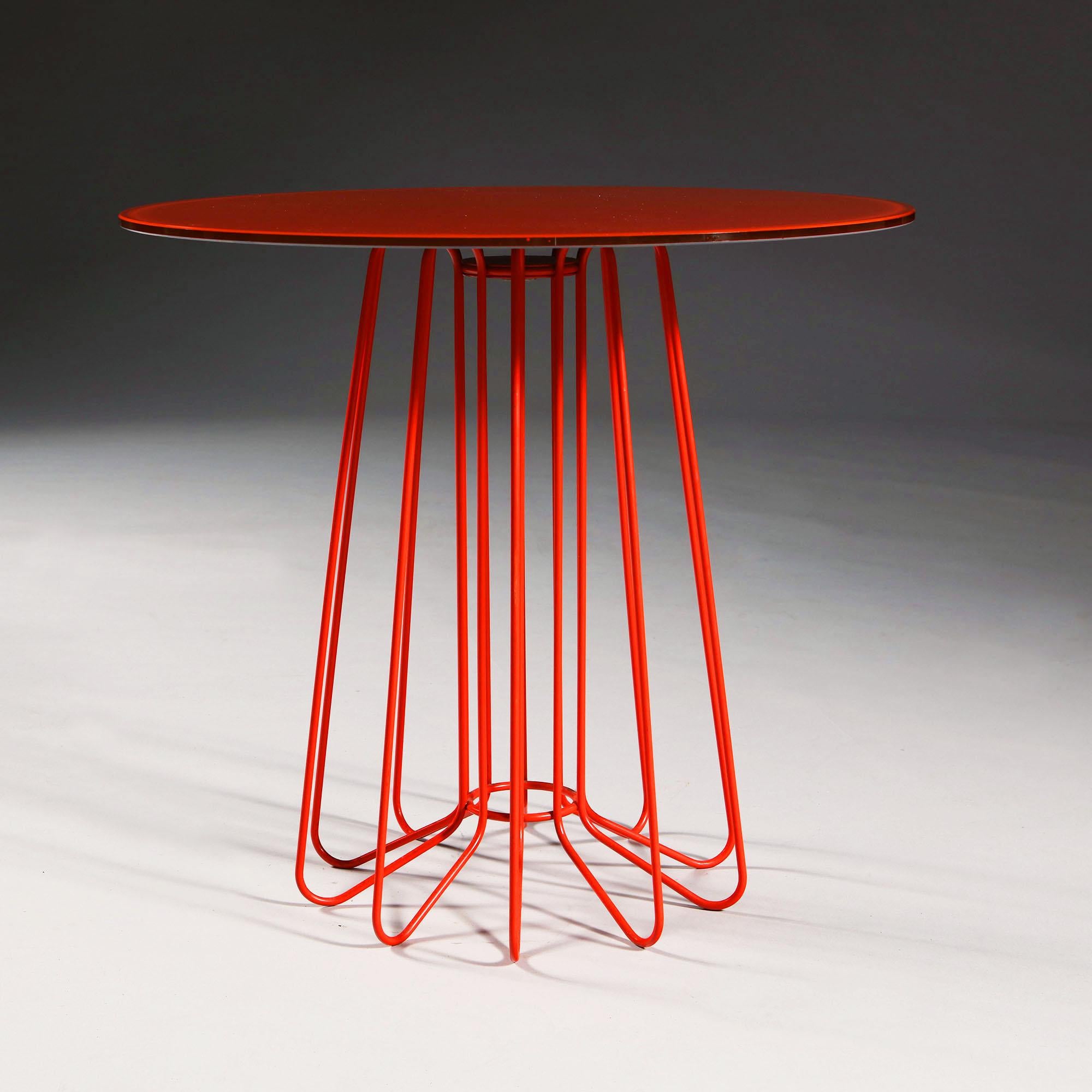Tempered Orange Smallwire Table by Arik Levy for Zanotta, Stamped