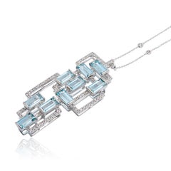 An Order of Bling Aquamarine, White Sapphire and Diamond Necklace
