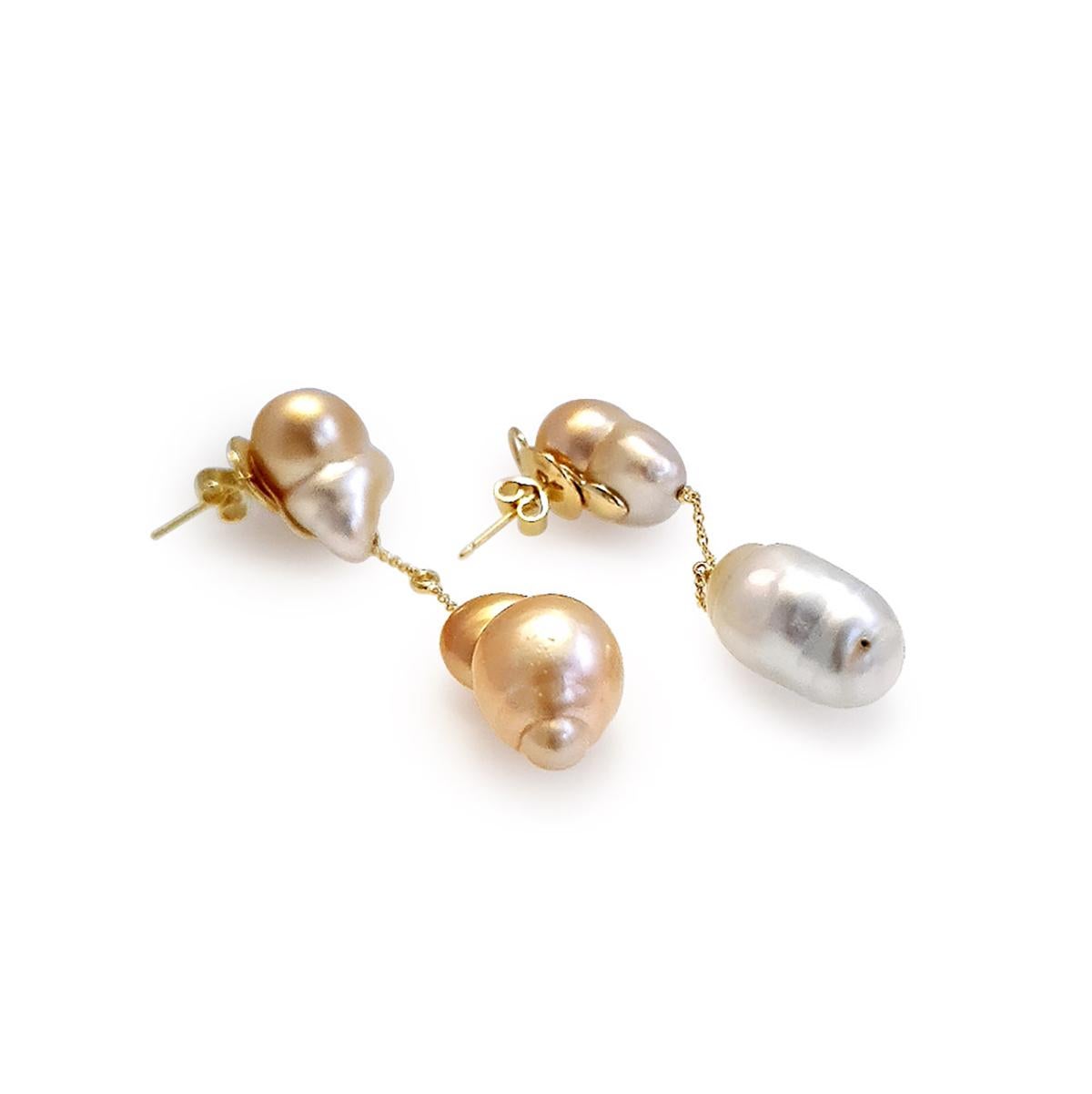 An Order of Bling Baroque South Sea Pearl and Diamond Earrings In New Condition For Sale In Singapore, SG