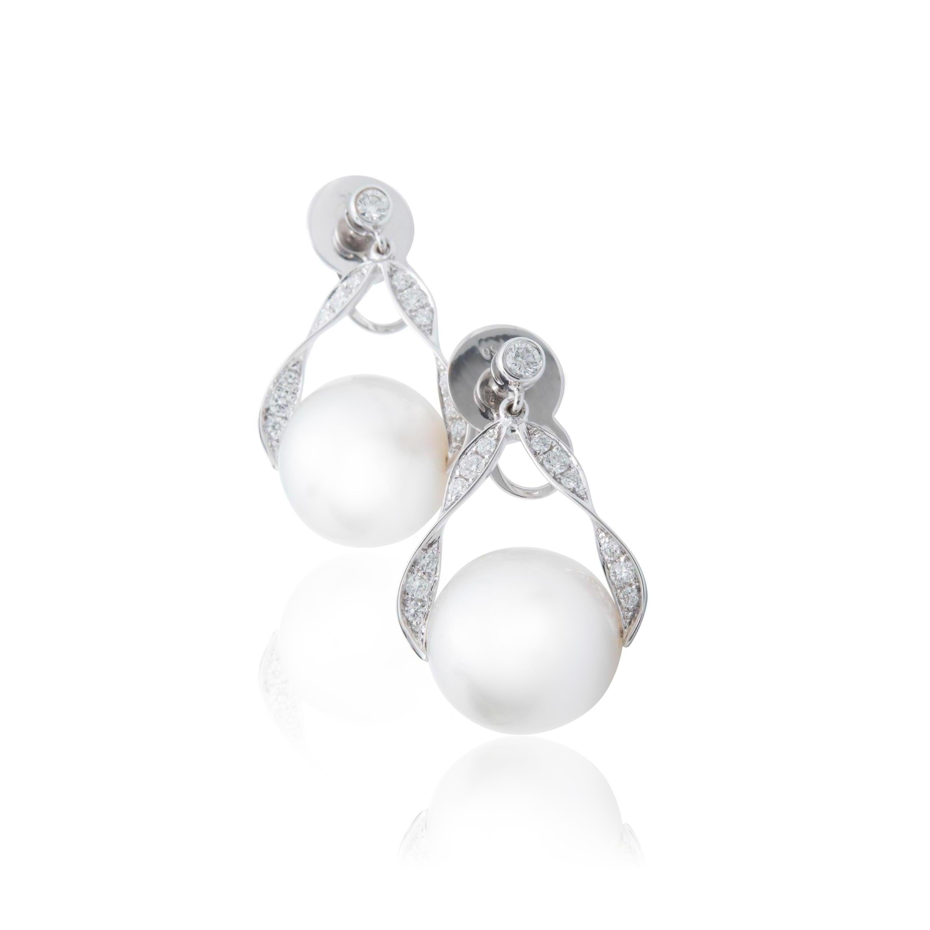 Contemporary An Order of Bling Diamond and South Sea Pearl Earrings For Sale