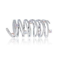 Diamond Articulated Ring, 18 Karat White Gold