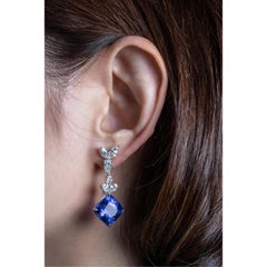 An Order of Bling Tanzanite and Diamond Convertible Earrings, 18 K White Gold