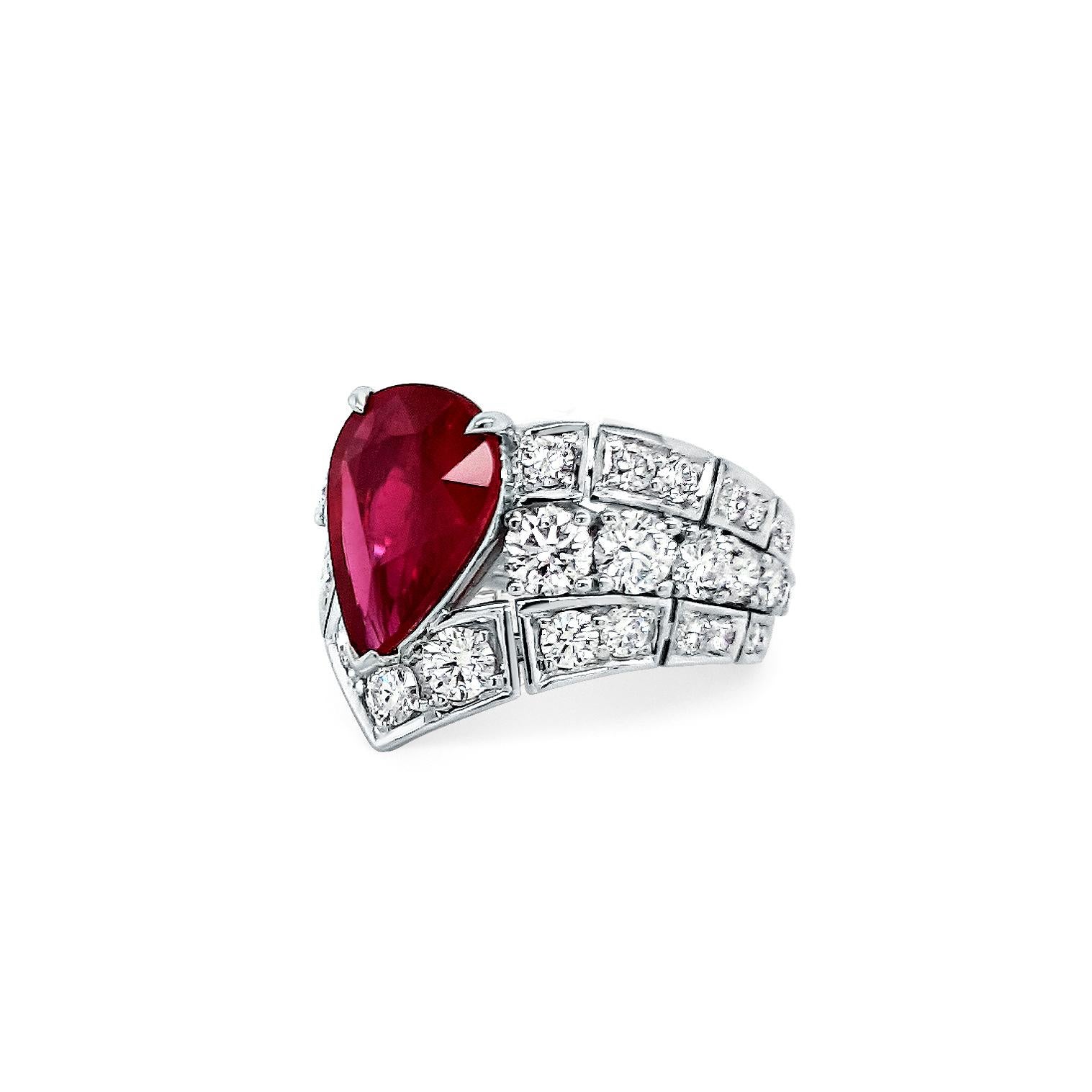 An Order of Bling Unheated Ruby and Diamond Ring In New Condition For Sale In Singapore, SG