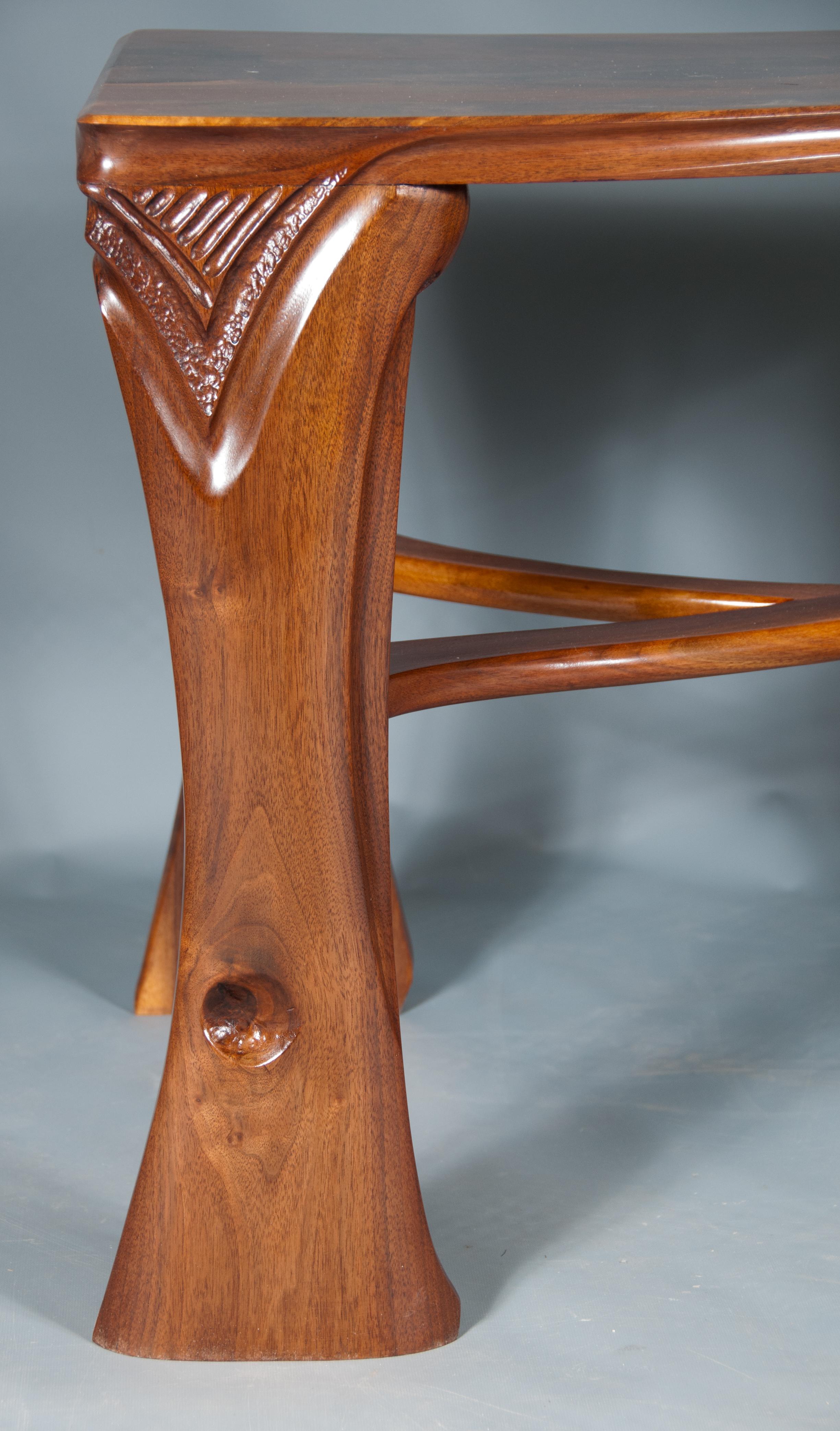 Matching 3 Piece Set Of A Semi-Round Sculptural Live Edge Coffee and End Tables For Sale 4