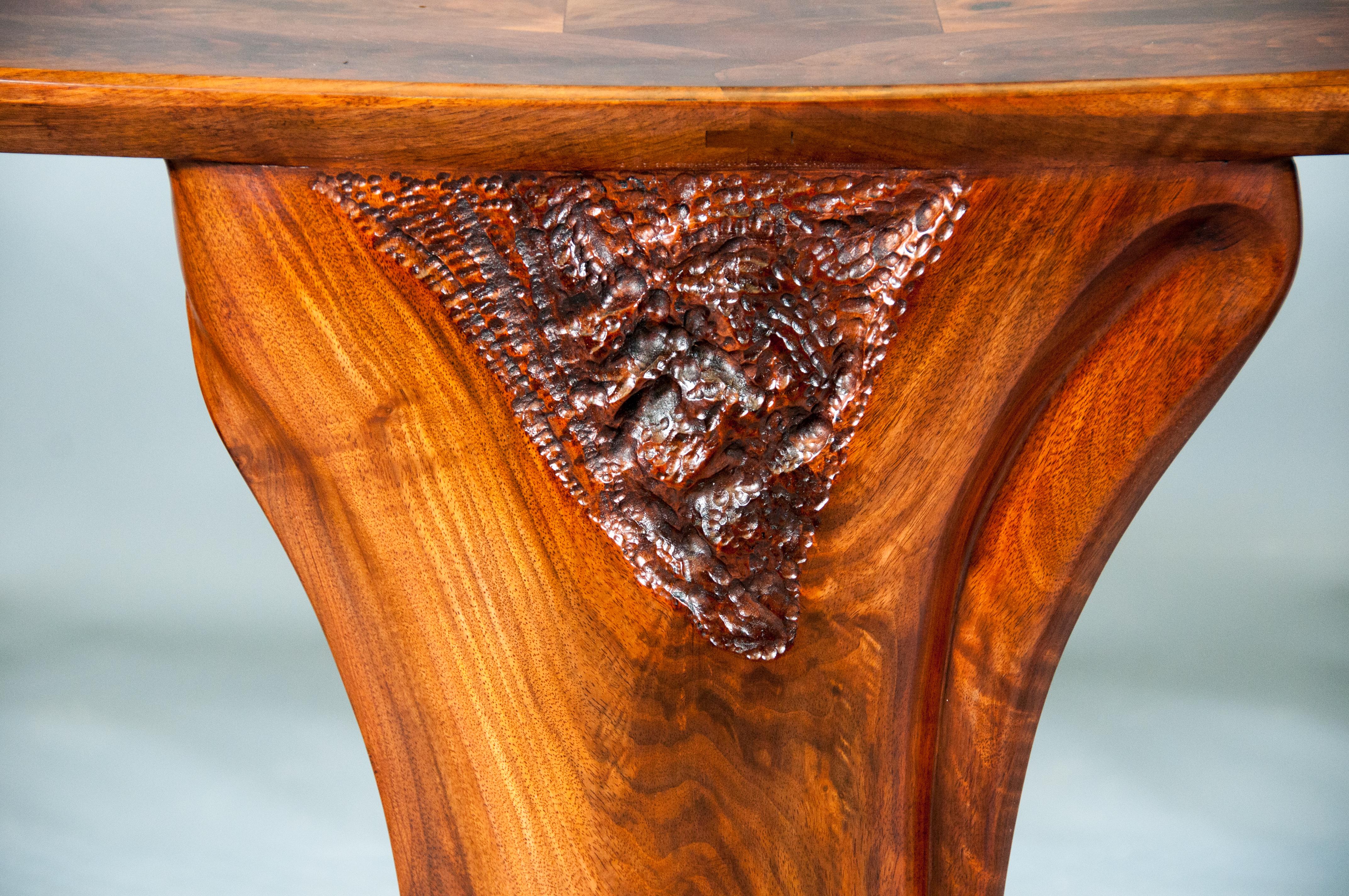 Matching 3 Piece Set Of A Semi-Round Sculptural Live Edge Coffee and End Tables For Sale 5