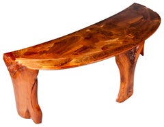 Matching 3 Piece Set Of A Semi-Round Sculptural Live Edge Coffee and End Tables