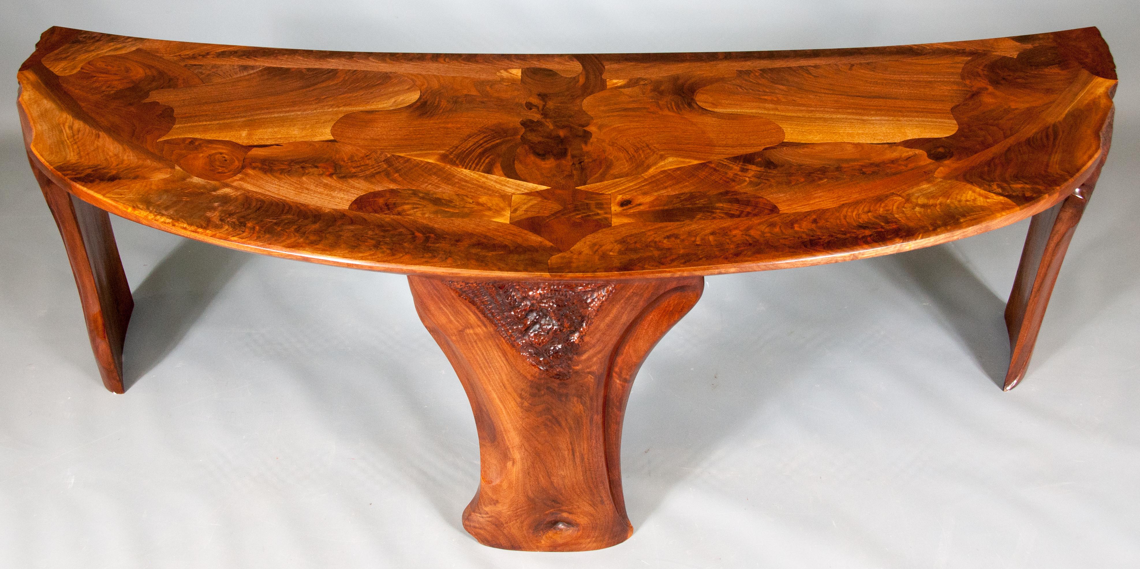 American Matching 3 Piece Set Of A Semi-Round Sculptural Live Edge Coffee and End Tables For Sale