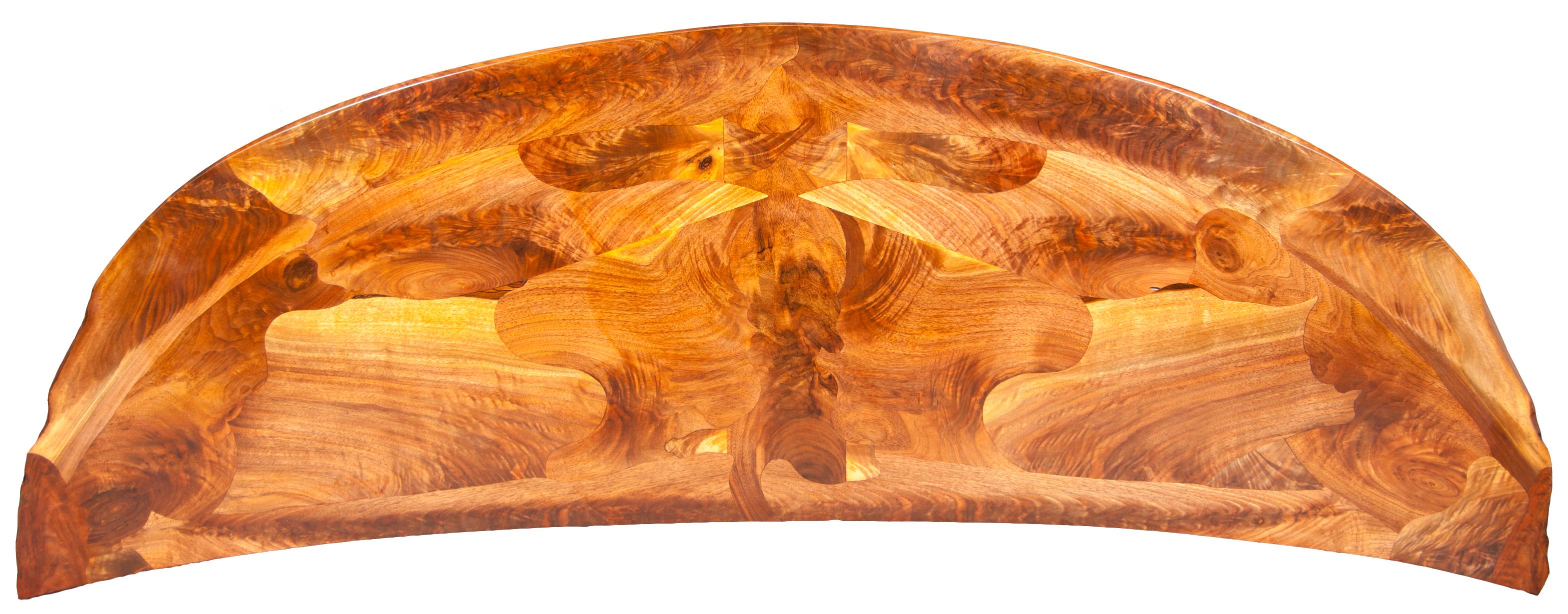 Carved Matching 3 Piece Set Of A Semi-Round Sculptural Live Edge Coffee and End Tables For Sale