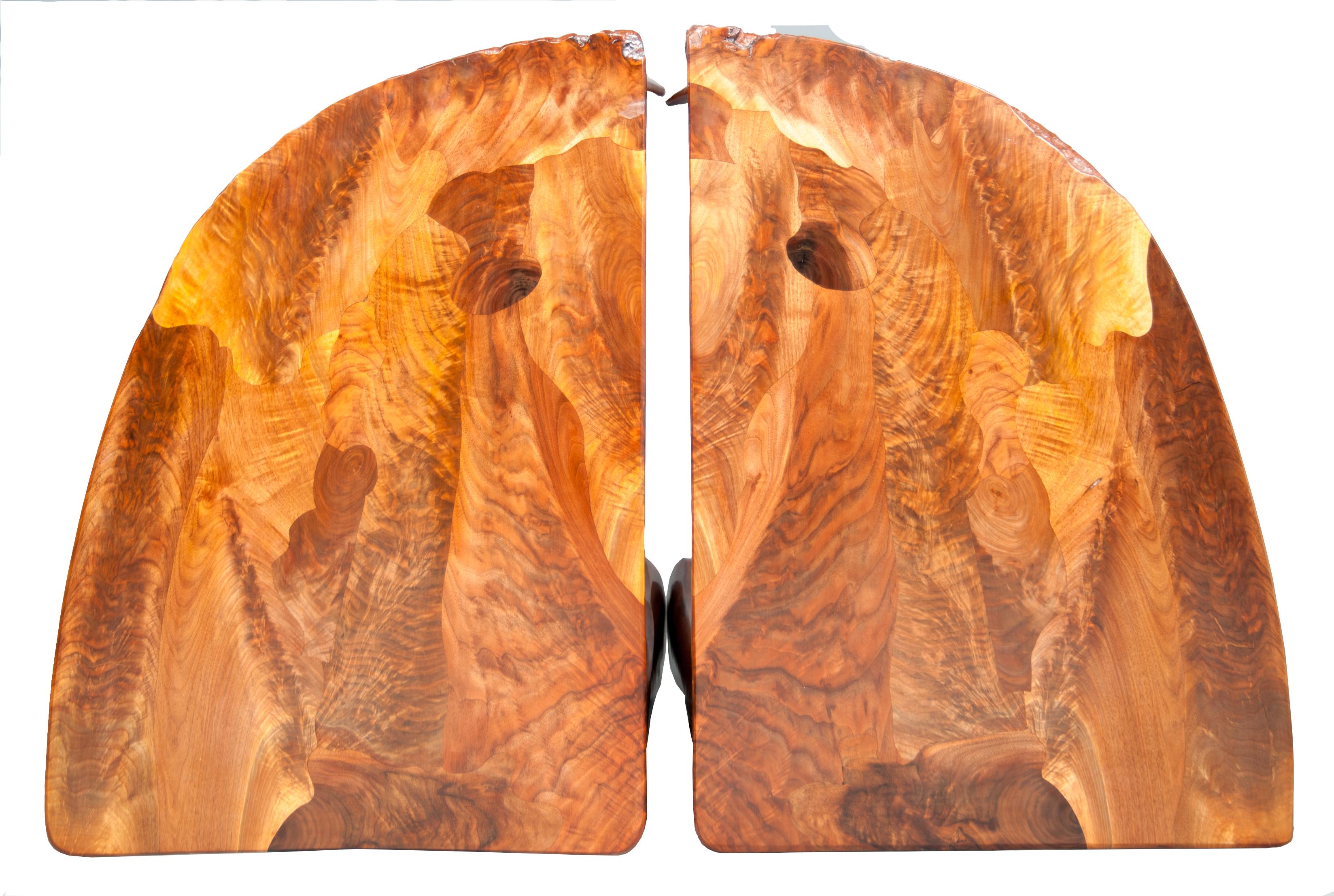 Matching 3 Piece Set Of A Semi-Round Sculptural Live Edge Coffee and End Tables In New Condition For Sale In New Market, MD