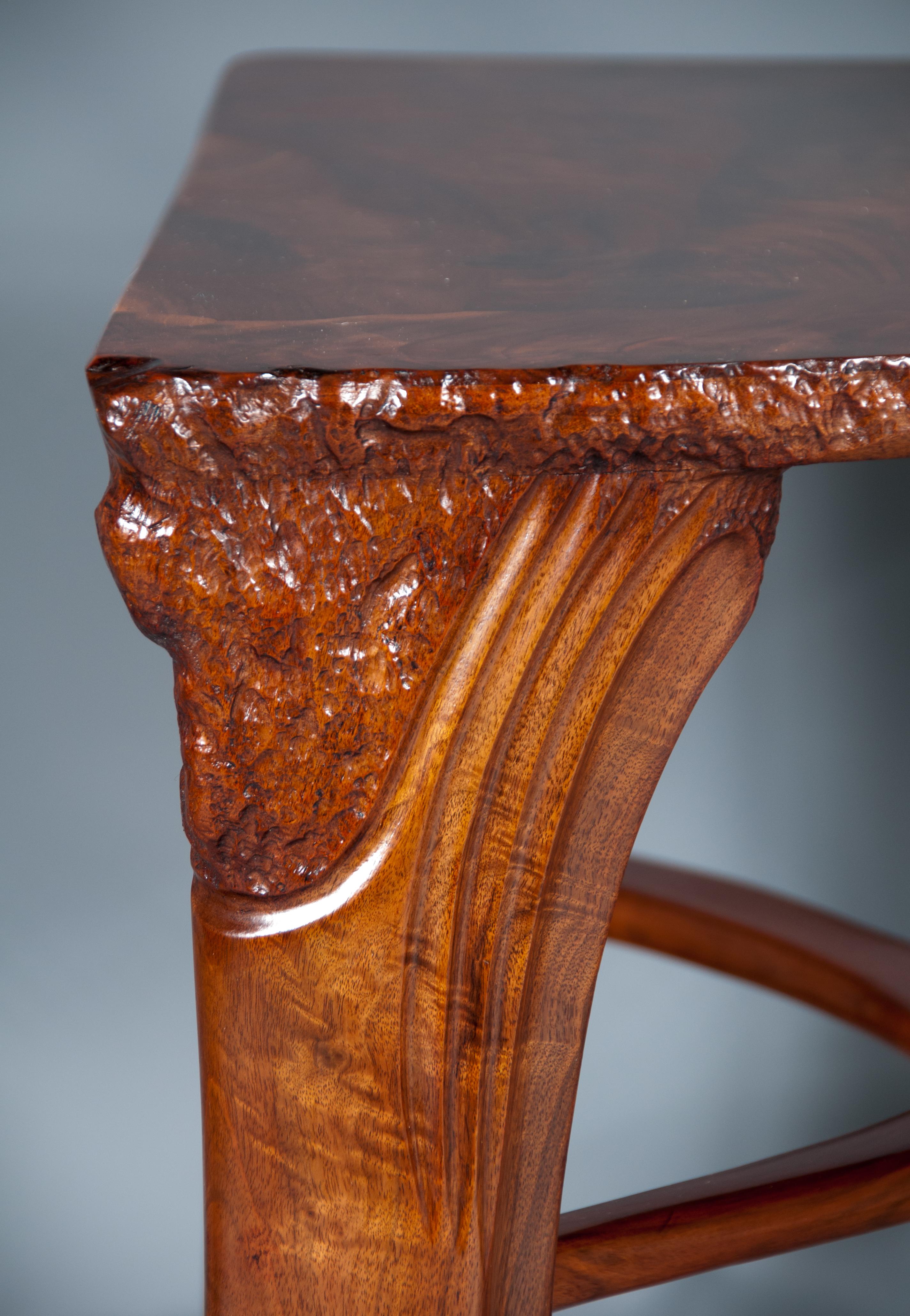 Contemporary Matching 3 Piece Set Of A Semi-Round Sculptural Live Edge Coffee and End Tables For Sale