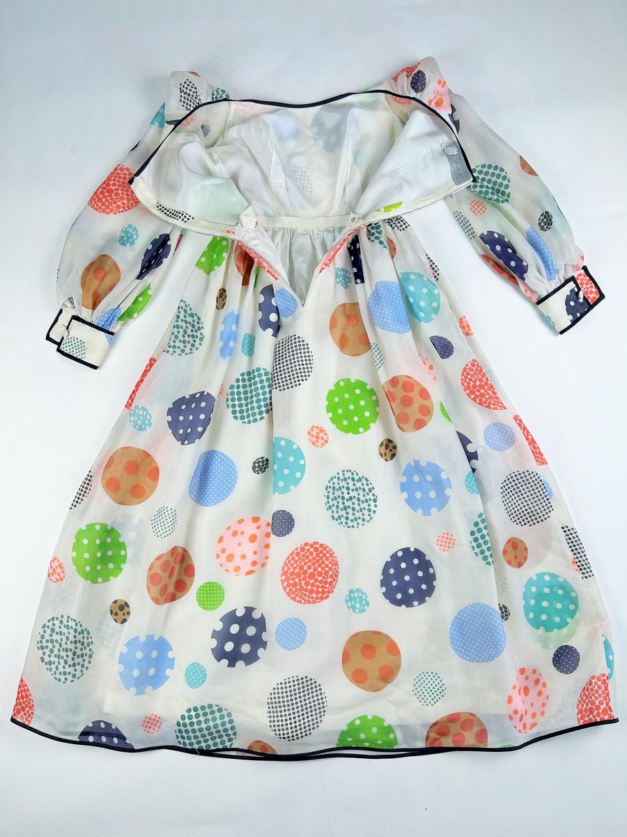 Nina Ricci, robe en organza imprimée à pois, printemps-été 1973 en vente 8