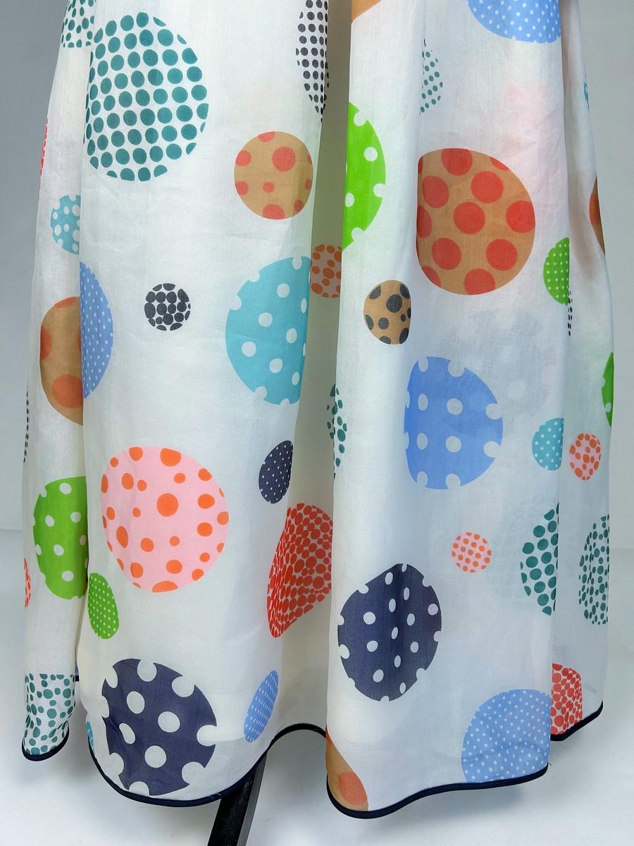 Nina Ricci, robe en organza imprimée à pois, printemps-été 1973 Bon état - En vente à Toulon, FR