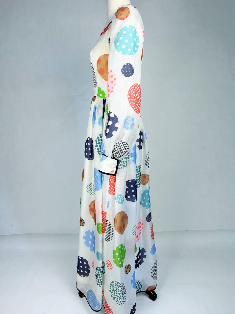 Nina Ricci, robe en organza imprimée à pois, printemps-été 1973 en vente 1
