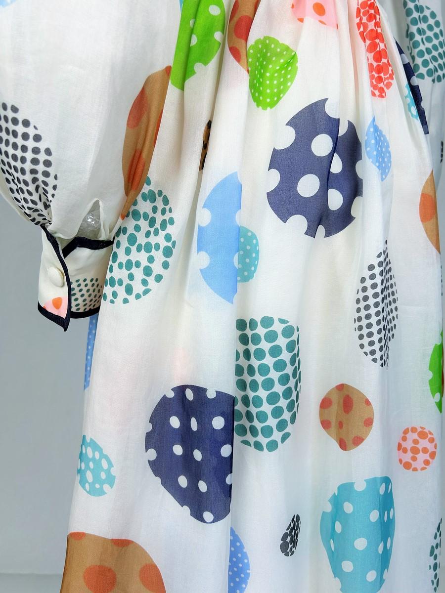 Nina Ricci, robe en organza imprimée à pois, printemps-été 1973 en vente 3