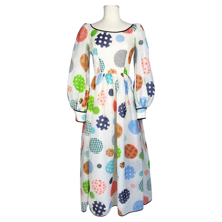 An organza dress printed with polka dots by Nina Ricci - Spring-Summer 1973  at 1stDibs