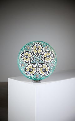 Piatto orientale da parete in ceramica di Abderrazak Workshop Nabeul Tunisia, anni '50