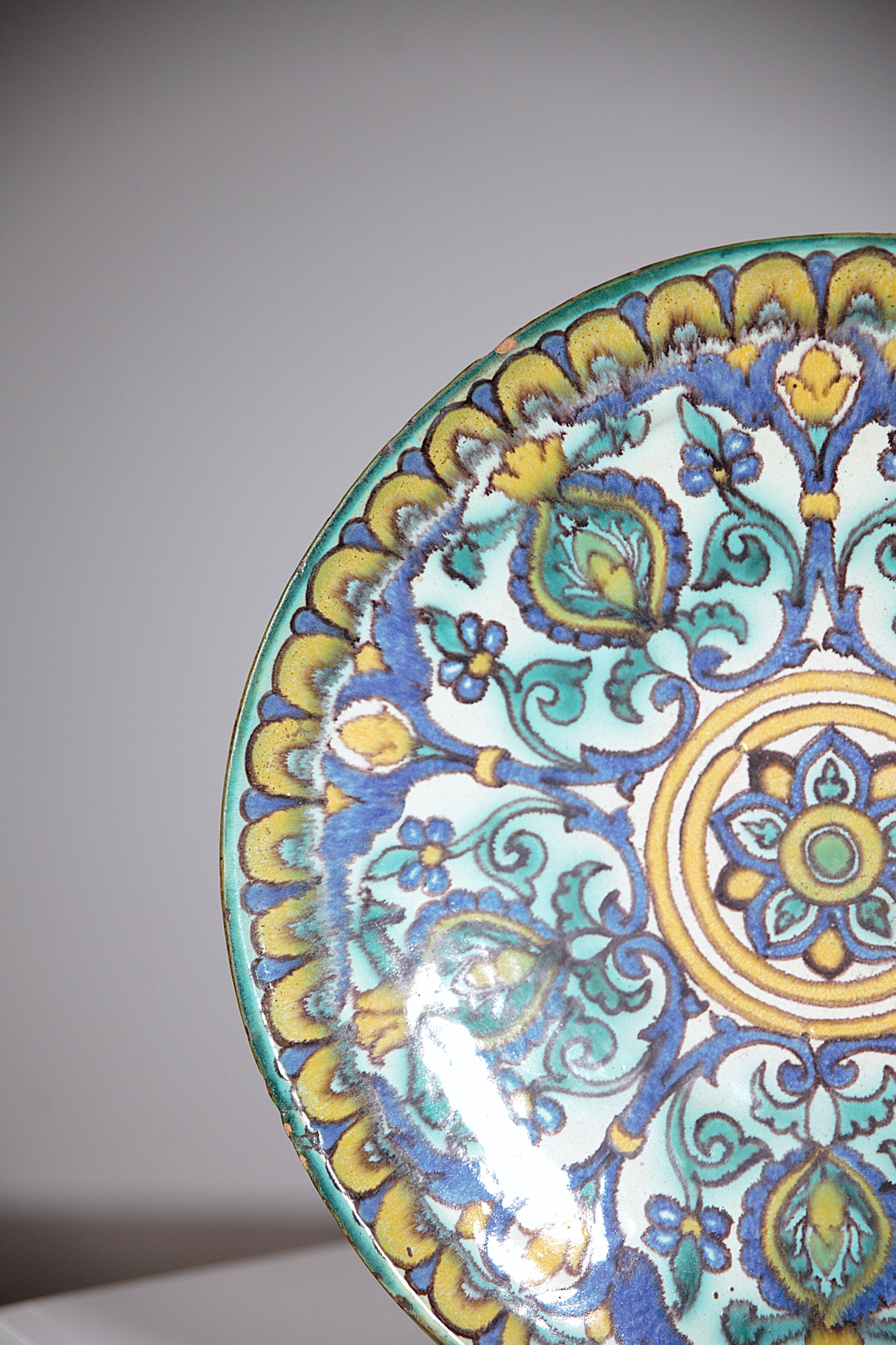 Orientalischer Keramikteller von Pierre de Verclos Nabeul Tunesien 1930er Jahre im Zustand „Gut“ im Angebot in HYÈRES, FR