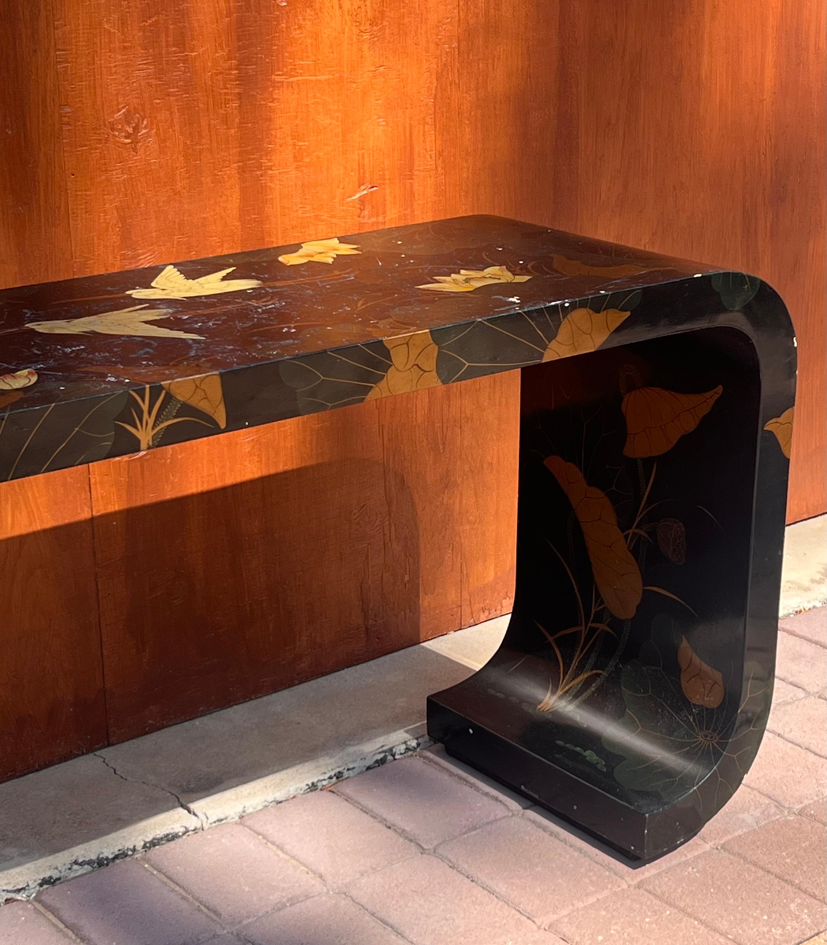 Unknown An oriental lacquered console table, 20th century For Sale