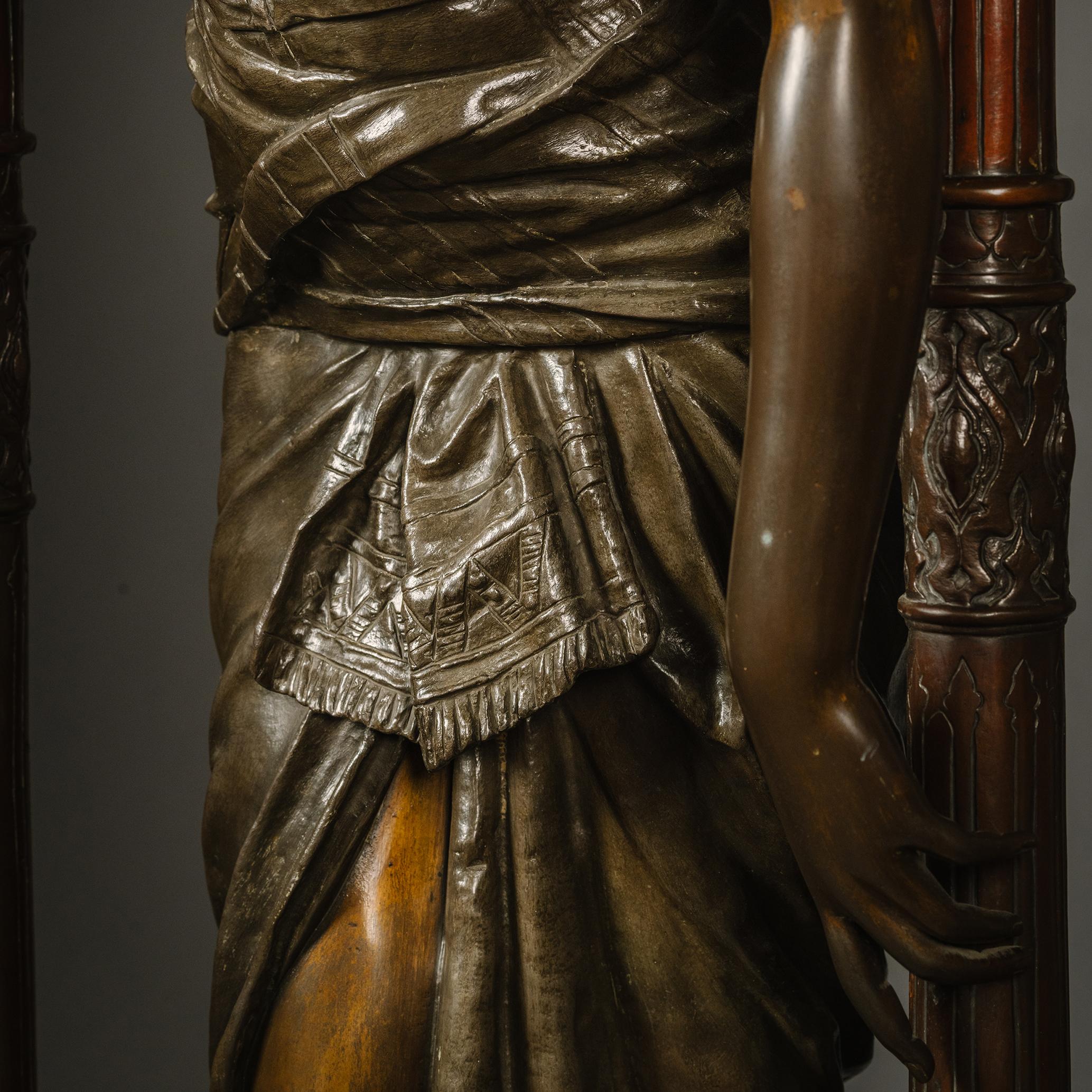 Orientalische lebensgroße figurale Bronzestatue in Bronzeform, Louis Hottot zugeschrieben im Angebot 6