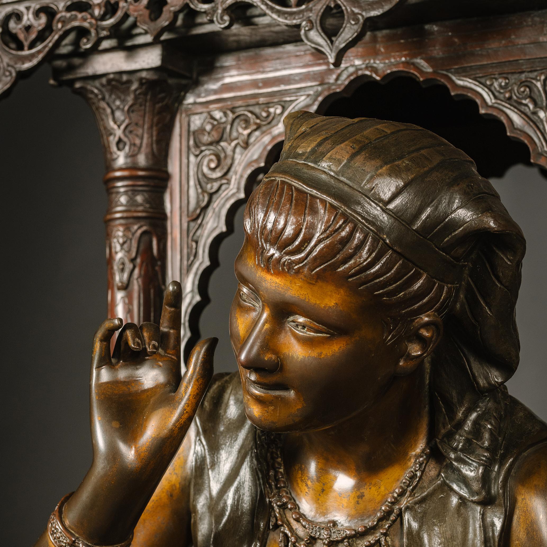 An Orientalist Lifesize Figural Bronze Statue, Attributed to Louis Hottot For Sale 7