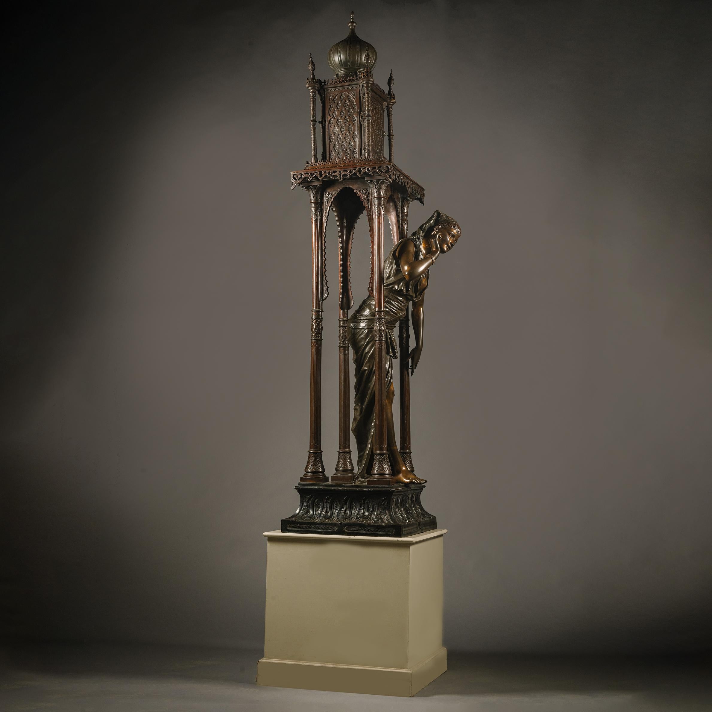 Orientalische lebensgroße figurale Bronzestatue in Bronzeform, Louis Hottot zugeschrieben im Angebot 9